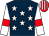 Dark blue, white stars, white sleeves, red armlets, red and white striped cap (The Colony Stable Llc & Dajam Ltd)