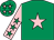 Emerald green, pink star, pink sleeves, emerald green stars, emerald green cap, pink stars (Mr D Whittaker & Mrs E Burke)