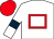 White, red hollow box, white sleeves, dark blue armlets, red cap (Mr E A R Morgans)