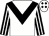 White, black chevron, black and white striped sleeves, white cap, black diamonds (The Ormello Way)