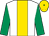 White, gold panel, emerald green sleeves, gold cap, green button (John Watters)