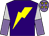 Purple, yellow lightning bolt, silver & mauve halved sleeves, yellow stars on mauve cap (Michelle Chan Kam Ha)