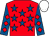 Red, royal blue stars, royal blue sleeves, red diamonds, white cap (Mr Bill Hazeldean And Mr & Mrs Ian Hal)