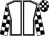 White, black seams, checked sleeves, black and white check cap (Mr Nick J Jones)