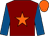 Maroon, orange star, royal blue sleeves, orange cap (Miss A B Hyde)