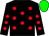 Black, red spots, green cap (Miss Rita Shah)