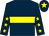Dark blue, yellow hoop, dark blue sleeves, yellow stars, dark blue cap, yellow star (Happy Get Lucky Syndicate)