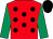 Red, black spots, emerald green sleeves, black cap (Mrs Veronica Bullard & Mrs Wendy Jenki)