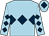 Light blue, dark blue triple diamond, diamonds on sleeves, light blue cap, dark blue diamond (Muttley Management)