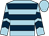 Light blue & dark blue hoops, dark blue chevrons on sleeves, light blue cap (Mark Cowley)