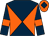 Dark blue and orange diabolo, dark blue sleeves, orange armlets, orange cap, dark blue diamond (Mr C Fox & Mr B Wilson)