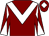 Maroon, white chevron, diabolo on sleeves and diamond on cap (F A T J Partnership)
