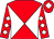 Red and white diabolo, diamonds on sleeves, red cap, white diamond (M B S Racing)