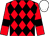 Red and black diamonds, red sleeves, black armlets, white cap (Martyn Macleod Racing)
