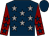 Dark blue, grey stars, maroon sleeves, dark blue stars, dark blue cap (The Bucket List Racing Syndicate)