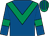 Royal blue, emerald green chevron, emerald green armlet, emerald green & royal blue striped cap (Mark Gittins)