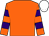 Orange, purple hooped sleeves, white cap (Mrs P Bastiman)