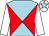 Light blue and red diabolo, white sleeves, white cap, light blue star (Mrs E A Llewellyn)