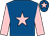 Royal blue, pink star, sleeves and star on cap (Mrs G Pinfield)
