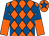 Orange & royal blue diamonds, halved sleeves, royal blue star on cap (Michael P Heery)