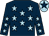 Dark blue, light blue stars, light blue cap, dark blue star (Mrs J Barrett & Mrs P Myerscough & Mrs S Barrett)