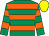 Emerald green and orange hooped, yellow cap (John P McManus)