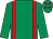 Emerald green, red braces, red diamonds on cap (Margaret A Simpson)