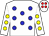 White, blue spots, yellow spots on sleeves, red spots on cap (Tramore Tree)