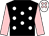 Black, white spots, pink sleeves, pink spots on white cap (Patrick Kwok Ho Chuen)