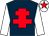 Dark blue, red cross of lorraine, white sleeves, white cap, red star (Lady Green)
