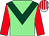 Light green, dark green chevron, red sleeves, white & red striped cap (Phil & Julie Martin)