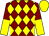 Maroon and yellow diamonds, halved sleeves, yellow cap (Mr A J White)