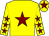 Yellow, maroon star, yellow sleeves, maroon stars, yellow cap, maroon star (Miltil, Sturges & White)