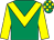 Emerald green, yellow chevron & sleeves, check cap (Mrs B Ryan)