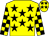 Yellow, black stars, checked sleeves (Mr & Mrs Nigel Bailey & Paddy Durnin)
