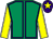 Emerald green, purple seams, yellow sleeves, white seams, purple cap, yellow star (Where It All Began Partnership)
