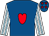 Royal blue, red heart, white & light blue striped sleeves, royal blue cap, red stars (Wei Yu & Liu He)