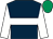 Dark blue, white hoop and sleeves, emerald green cap (Mrs S Irwin)
