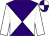 White & purple diabolo, white sleeves, quartered cap (Hang In There Partnership)