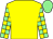 Yellow, yellow & light green check sleeves, light green cap (Eric Newnham)