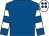 Royal blue, royal blue & white hooped sleeves, white cap, royal blue spots (Dargle Equine Limited)