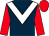 Dark blue, white chevron, red sleeves and cap (Mr P Makin)