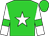 Lime green, white star, white sleeves, lime green armlets, lime green cap (Mme V Ache)