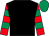 Black, red and emerald green hooped sleeves, emerald green cap (Ecurie Duem)