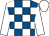 Royal blue & white check, white sleeves & cap (Mrs Joan Berry)
