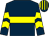 Dark blue, yellow hoop, yellow chevrons on sleeves, striped cap (Michael Joseph Moloney)
