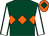 Dark green, orange triple diamond, white sleeves, dark green seams, orange cap, dark green diamond (Move In Corner Forward Syndicate)
