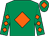 Emerald green, orange diamond, orange diamonds on sleeves, orange diamond on cap (New Booleigh Deere Syndicate)