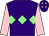 Purple, light green triple diamond, pink sleeves, purple cap, pink diamonds (Miss Elaine J Boddy)