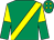 Emerald green, yellow sash, halved sleeves, emerald green cap, yellow diamonds (Barrow Vale Syndicate)